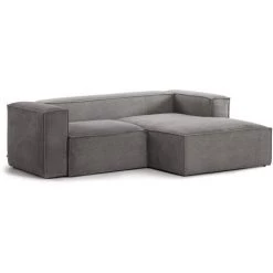 Kave Home - Canapé D'angle Blok 2 Places Méridienne Droite En Velours Côtelé Gris 240 Cm - Gris