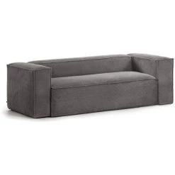 Kave Home - Canapé Blok 2 Places Velours Côtelé Gris 210 Cm - Gris