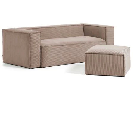 Kave Home - Repose-pieds Blok 90 X 70 Cm Velours Côtelé Rose - Rose 5 Kave Home - Repose-pieds Blok 90 X 70 Cm Velours Côtelé Rose - Rose – Image 3