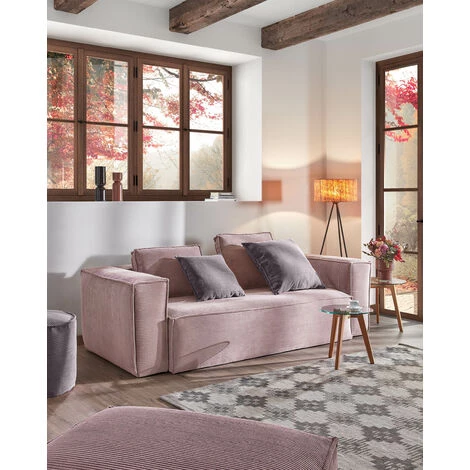 Kave Home - Repose-pieds Blok 90 X 70 Cm Velours Côtelé Rose - Rose 6 Kave Home - Repose-pieds Blok 90 X 70 Cm Velours Côtelé Rose - Rose – Image 4