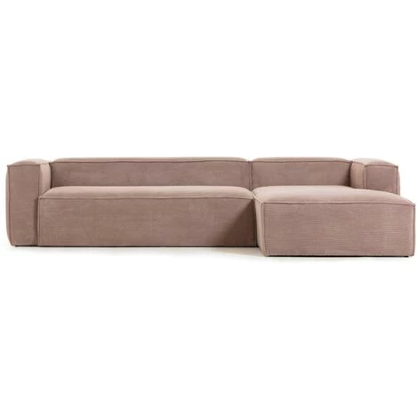 Kave Home - Canapé D'angle Blok 4 Places Méridienne Droite En Velours Côtelé Rose 330 Cm - Rose 4 Kave Home - Canapé D'angle Blok 4 Places Méridienne Droite En Velours Côtelé Rose 330 Cm - Rose – Image 2