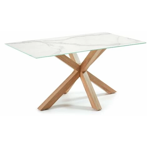Kave Home - Table De Salle à Manger Argo Rectangulaire 160 X 90 Cm En Porcelaine Kalos Blanc Et Pieds En Acier - Blanc 3 Kave Home - Table De Salle à Manger Argo Rectangulaire 160 X 90 Cm En Porcelaine Kalos Blanc Et Pieds En Acier - Blanc