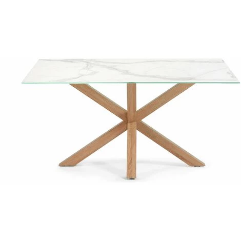 Kave Home - Table De Salle à Manger Argo Rectangulaire 160 X 90 Cm En Porcelaine Kalos Blanc Et Pieds En Acier - Blanc 4 Kave Home - Table De Salle à Manger Argo Rectangulaire 160 X 90 Cm En Porcelaine Kalos Blanc Et Pieds En Acier - Blanc – Image 2