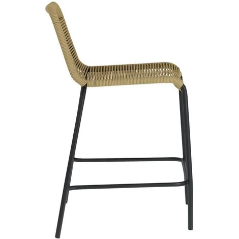 Kave Home - Tabouret De Bar Lambton Marron 62 Cm Avec Dossier En Corde En Polyester Et Pieds En Acier Noir Pour Usage Intérieur Et Extérieur - Marron 4 Kave Home - Tabouret De Bar Lambton Marron 62 Cm Avec Dossier En Corde En Polyester Et Pieds En Acier Noir Pour Usage Intérieur Et Extérieur - Marron – Image 2