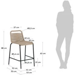 Kave Home - Tabouret De Bar Lambton Marron 62 Cm Avec Dossier En Corde En Polyester Et Pieds En Acier Noir Pour Usage Intérieur Et Extérieur - Marron 11 Kave Home - Tabouret De Bar Lambton Marron 62 Cm Avec Dossier En Corde En Polyester Et Pieds En Acier Noir Pour Usage Intérieur Et Extérieur - Marron -KAVE HOME Soldes 2022 26696229 5