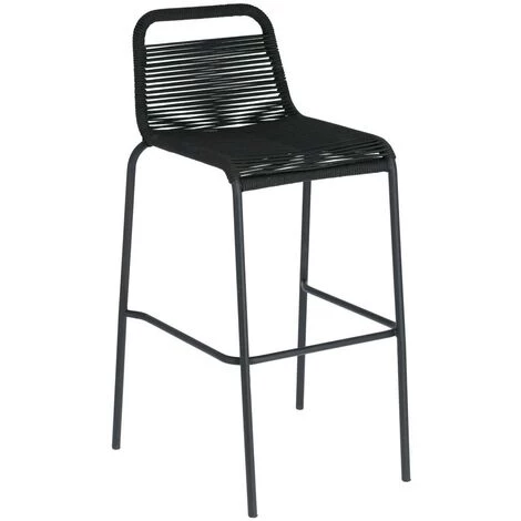 Kave Home - Tabouret De Bar Lambton Noir 74 Cm Avec Dossier En Corde En Polyester Et Pieds En Acier Noir Pour Usage Intérieur Et Extérieur - Noir 3 Kave Home - Tabouret De Bar Lambton Noir 74 Cm Avec Dossier En Corde En Polyester Et Pieds En Acier Noir Pour Usage Intérieur Et Extérieur - Noir