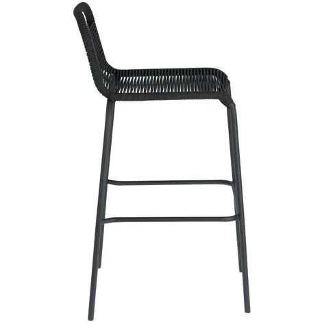 Kave Home - Tabouret De Bar Lambton Noir 74 Cm Avec Dossier En Corde En Polyester Et Pieds En Acier Noir Pour Usage Intérieur Et Extérieur - Noir 4 Kave Home - Tabouret De Bar Lambton Noir 74 Cm Avec Dossier En Corde En Polyester Et Pieds En Acier Noir Pour Usage Intérieur Et Extérieur - Noir – Image 2