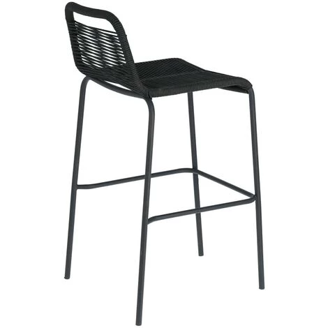Kave Home - Tabouret De Bar Lambton Noir 74 Cm Avec Dossier En Corde En Polyester Et Pieds En Acier Noir Pour Usage Intérieur Et Extérieur - Noir 5 Kave Home - Tabouret De Bar Lambton Noir 74 Cm Avec Dossier En Corde En Polyester Et Pieds En Acier Noir Pour Usage Intérieur Et Extérieur - Noir – Image 3