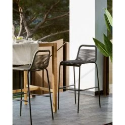 Kave Home - Tabouret De Bar Lambton Noir 74 Cm Avec Dossier En Corde En Polyester Et Pieds En Acier Noir Pour Usage Intérieur Et Extérieur - Noir 10 Kave Home - Tabouret De Bar Lambton Noir 74 Cm Avec Dossier En Corde En Polyester Et Pieds En Acier Noir Pour Usage Intérieur Et Extérieur - Noir -KAVE HOME Soldes 2022 26696257 4