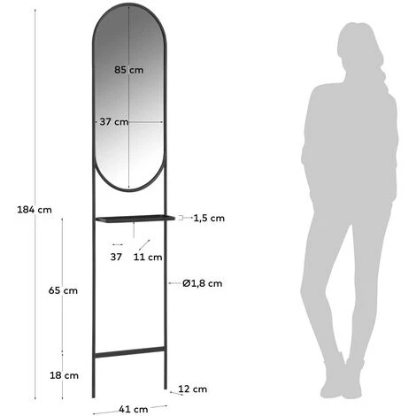 Kave Home - Miroir Zelma En Acier Noir 41 X 184 Cm - Noir 6 Kave Home - Miroir Zelma En Acier Noir 41 X 184 Cm - Noir – Image 4