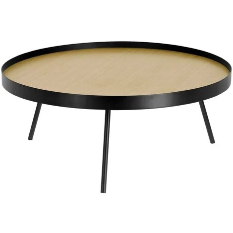 Kave Home - Table Basse Nenet En MDF Effet Chêne Et Structure En Acier Noir Ø 84 Cm - Naturel 3 Kave Home - Table Basse Nenet En MDF Effet Chêne Et Structure En Acier Noir Ø 84 Cm - Naturel