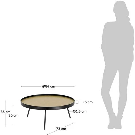 Kave Home - Table Basse Nenet En MDF Effet Chêne Et Structure En Acier Noir Ø 84 Cm - Naturel 5 Kave Home - Table Basse Nenet En MDF Effet Chêne Et Structure En Acier Noir Ø 84 Cm - Naturel – Image 3