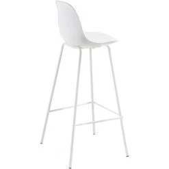 Kave Home - Tabouret De Bar Brighter Blanc 65 Cm Avec Dossier Tapissé En Cuir Synthétique Et Structure En Acier Peinte En Blanc Mat - Blanc -KAVE HOME Soldes 2022 27031514 3
