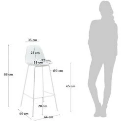 Kave Home - Tabouret De Bar Brighter Blanc 65 Cm Avec Dossier Tapissé En Cuir Synthétique Et Structure En Acier Peinte En Blanc Mat - Blanc -KAVE HOME Soldes 2022 27031514 5