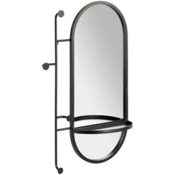 Kave Home - Miroir Avec Porte-manteaux Zada En Acier Noir 52 X 82 Cm - Noir