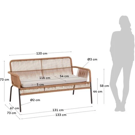 Kave Home - Canapé 2 Places Samanta En Corde Maron 133 Cm - Beige 7 Kave Home - Canapé 2 Places Samanta En Corde Maron 133 Cm - Beige – Image 5