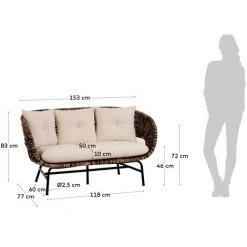 Kave Home - Canapé Lin 2 Places En Rotin 153 Cm - Naturel 11 Kave Home - Canapé Lin 2 Places En Rotin 153 Cm - Naturel -KAVE HOME Soldes 2022 27642202 5