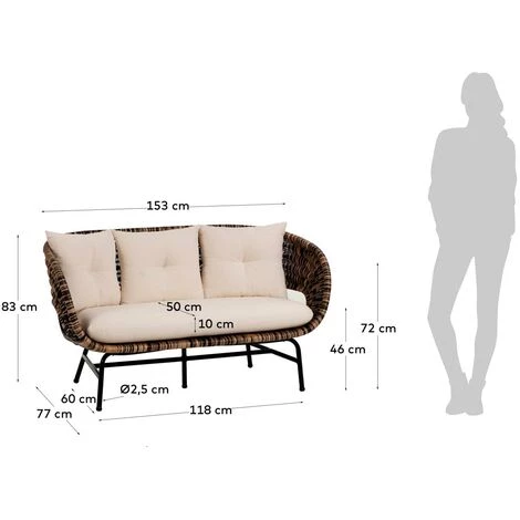 Kave Home - Canapé Lin 2 Places En Rotin 153 Cm - Naturel 7 Kave Home - Canapé Lin 2 Places En Rotin 153 Cm - Naturel – Image 5