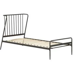 Kave Home - Lit Narlu En Métal Finition Peinture Noire 90 X 190 Cm - Noir
