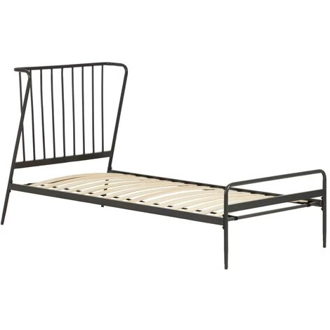Kave Home - Lit Narlu En Métal Finition Peinture Noire 90 X 190 Cm - Noir 3 Kave Home - Lit Narlu En Métal Finition Peinture Noire 90 X 190 Cm - Noir