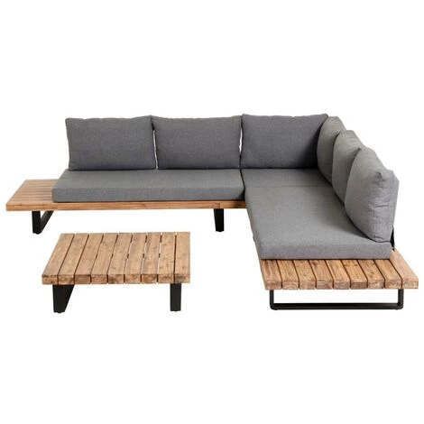 Kave Home - Set De Canapé D'angle 5 Places Et Table Basse Zalika En Bois D'acacia Pour Usage Extérieur - Gris 3 Kave Home - Set De Canapé D'angle 5 Places Et Table Basse Zalika En Bois D'acacia Pour Usage Extérieur - Gris – Image 2