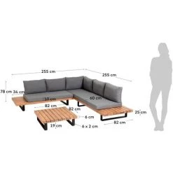 Kave Home - Set De Canapé D'angle 5 Places Et Table Basse Zalika En Bois D'acacia Pour Usage Extérieur - Gris 10 Kave Home - Set De Canapé D'angle 5 Places Et Table Basse Zalika En Bois D'acacia Pour Usage Extérieur - Gris -KAVE HOME Soldes 2022 27642386 5