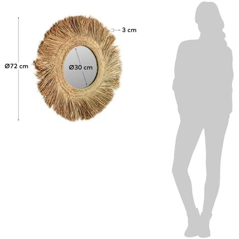 Kave Home - Miroir Rumer En Fibres Naturelles Ø 72 Cm - Naturel 5 Kave Home - Miroir Rumer En Fibres Naturelles Ø 72 Cm - Naturel – Image 3