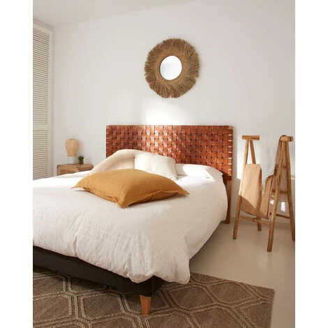 Kave Home - Tête De Lit Calixta En Bois Massif De Teck Et Cuir Pour Lit De 150 Cm - Marron 4 Kave Home - Tête De Lit Calixta En Bois Massif De Teck Et Cuir Pour Lit De 150 Cm - Marron – Image 2