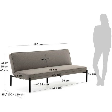 Kave Home - Canapé Convertible Nelki 3 Places Gris 190 Cm - Gris 7 Kave Home - Canapé Convertible Nelki 3 Places Gris 190 Cm - Gris – Image 5
