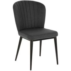 Kave Home - Chaise Madge Gris Foncé Et Pieds En Acier Noir - Gris