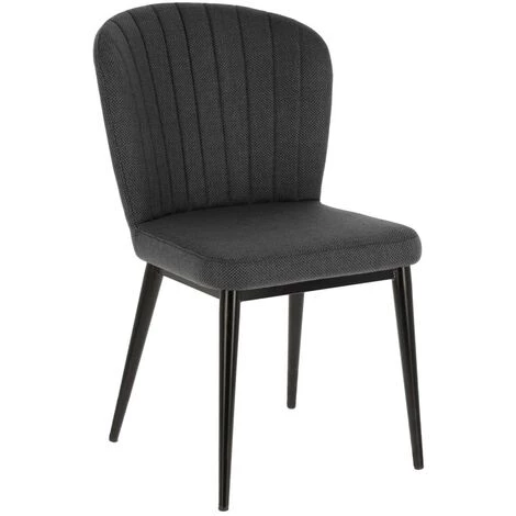 Kave Home - Chaise Madge Gris Foncé Et Pieds En Acier Noir - Gris 3 Kave Home - Chaise Madge Gris Foncé Et Pieds En Acier Noir - Gris