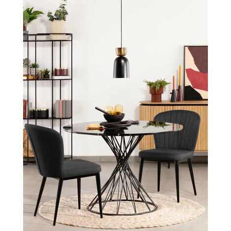 Kave Home - Chaise Madge Gris Foncé Et Pieds En Acier Noir - Gris 6 Kave Home - Chaise Madge Gris Foncé Et Pieds En Acier Noir - Gris – Image 4