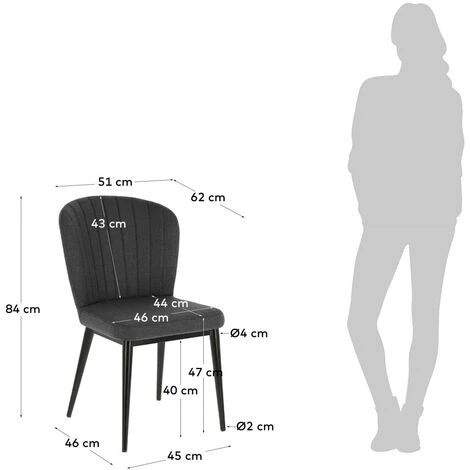 Kave Home - Chaise Madge Gris Foncé Et Pieds En Acier Noir - Gris 7 Kave Home - Chaise Madge Gris Foncé Et Pieds En Acier Noir - Gris – Image 5