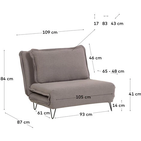 Kave Home - Canapé Convertible Miski 2 Places Gris 105 Cm - Gris 5 Kave Home - Canapé Convertible Miski 2 Places Gris 105 Cm - Gris – Image 3