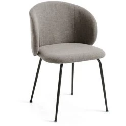 Kave Home - Chaise Minna Gris Clair Et Pieds En Acier Noir - Gris