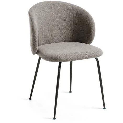 Kave Home - Chaise Minna Gris Clair Et Pieds En Acier Noir - Gris 3 Kave Home - Chaise Minna Gris Clair Et Pieds En Acier Noir - Gris