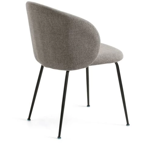Kave Home - Chaise Minna Gris Clair Et Pieds En Acier Noir - Gris 5 Kave Home - Chaise Minna Gris Clair Et Pieds En Acier Noir - Gris – Image 3