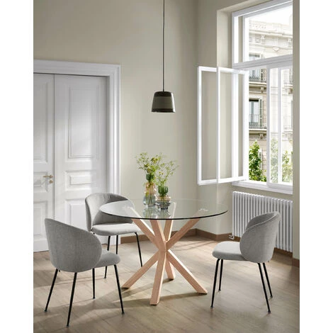 Kave Home - Chaise Minna Gris Clair Et Pieds En Acier Noir - Gris 6 Kave Home - Chaise Minna Gris Clair Et Pieds En Acier Noir - Gris – Image 4