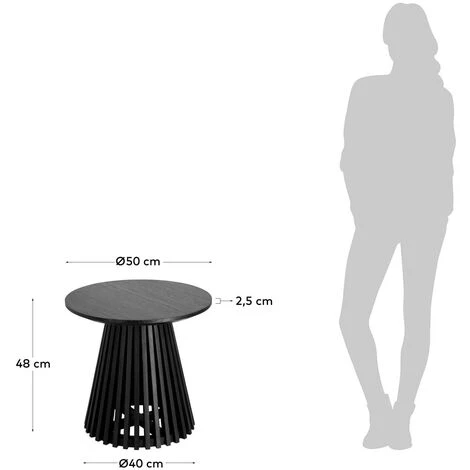 Kave Home - Table Dappoint Jeanette En Bois De Mindy Massif Noir Ø 50 Cm - Noir 5 Kave Home - Table Dappoint Jeanette En Bois De Mindy Massif Noir Ø 50 Cm - Noir – Image 3