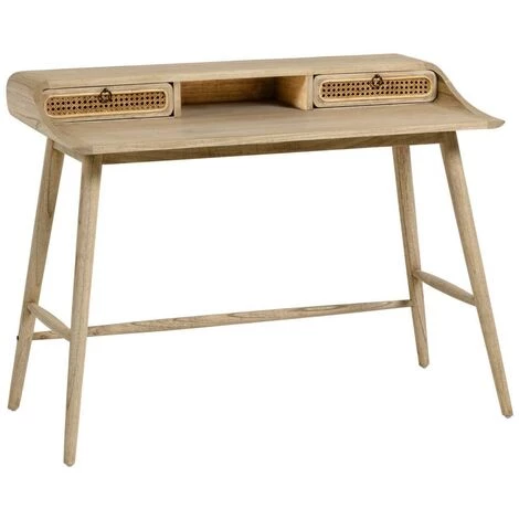 Kave Home - Bureau Nalu En Bois Massif De Mindi Et Détails En Rotin 110 X 60 Cm - Naturel 3 Kave Home - Bureau Nalu En Bois Massif De Mindi Et Détails En Rotin 110 X 60 Cm - Naturel