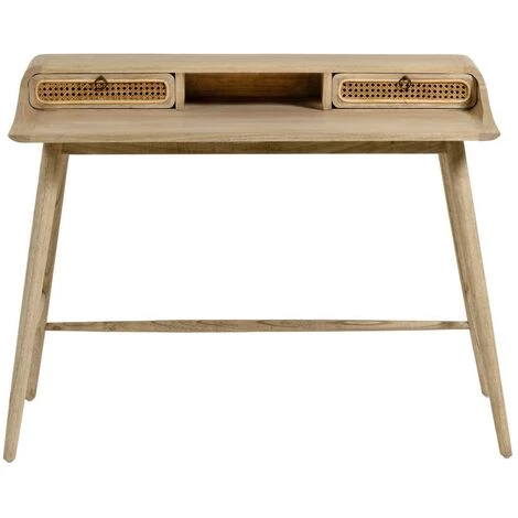 Kave Home - Bureau Nalu En Bois Massif De Mindi Et Détails En Rotin 110 X 60 Cm - Naturel 4 Kave Home - Bureau Nalu En Bois Massif De Mindi Et Détails En Rotin 110 X 60 Cm - Naturel – Image 2