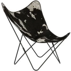 Kave Home - Fauteuil Fly Peau De Vache - Noir