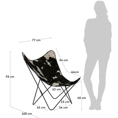 Kave Home - Fauteuil Fly Peau De Vache - Noir 7 Kave Home - Fauteuil Fly Peau De Vache - Noir – Image 5