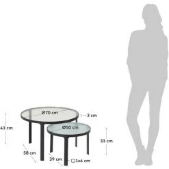 Kave Home - Ensemble Oni De 2 Tables Dappoint Ø 70 Cm / Ø 50 Cm - Noir -KAVE HOME Soldes 2022 27823633 4