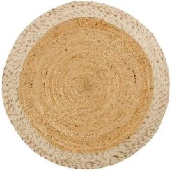 Kave Home - Tapis Rond Meray En Jute Et Laine Blanc Ø 100 Cm - Naturel