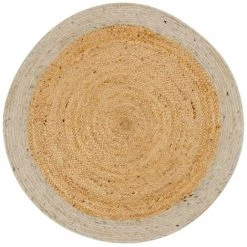 Kave Home - Tapis Rond Meray En Jute Et Laine Gris Ø 100 Cm - Naturel