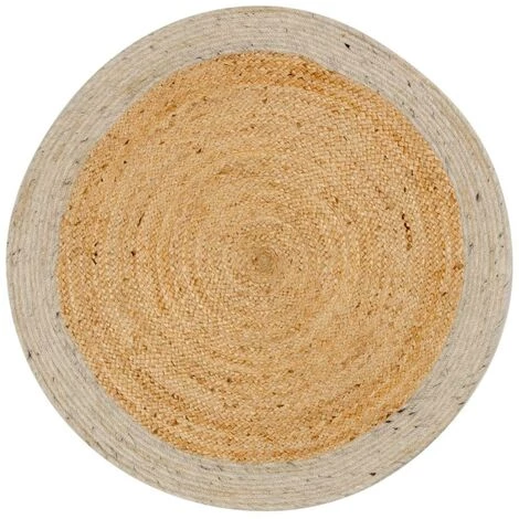Kave Home - Tapis Rond Meray En Jute Et Laine Gris Ø 100 Cm - Naturel 3 Kave Home - Tapis Rond Meray En Jute Et Laine Gris Ø 100 Cm - Naturel