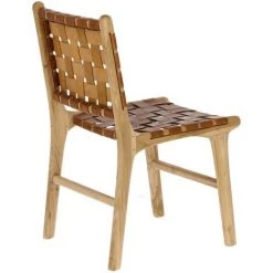 Kave Home - Chaise Calixta En Cuir Et Bois De Teck Massif - Naturel -KAVE HOME Soldes 2022 27979165 3