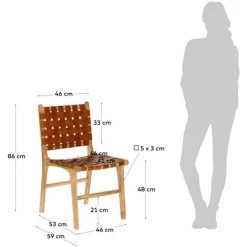 Kave Home - Chaise Calixta En Cuir Et Bois De Teck Massif - Naturel -KAVE HOME Soldes 2022 27979165 5