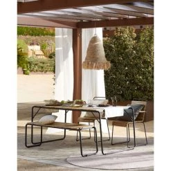 Kave Home - Table Yukari En Acacia Massif Effet Teck Et Pieds En Acier Noir 165 X 90 Cm FSC 100% - Naturel -KAVE HOME Soldes 2022 27979181 3